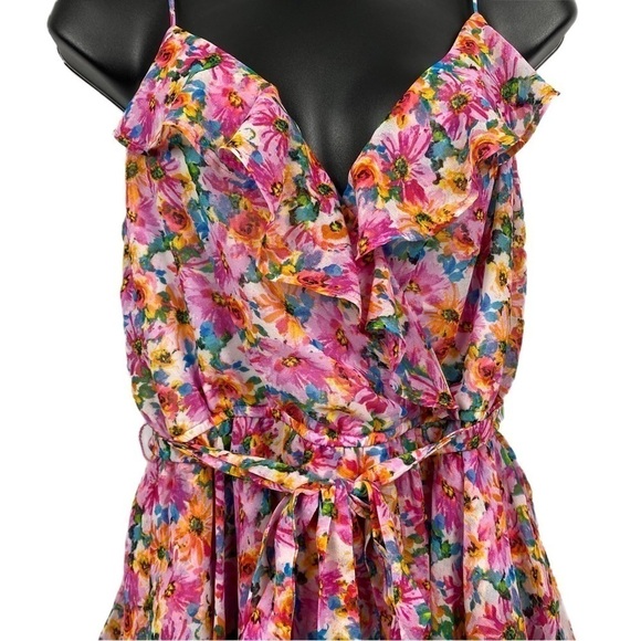 NWT | Row A Floral Print Ruffle Romper in Multi Size Large - Picture 2 of 8